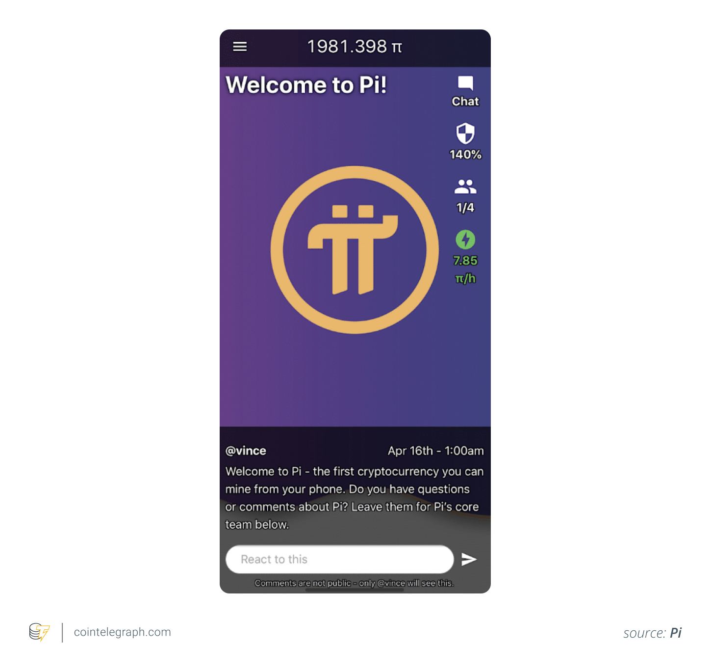 Pi Network's mobile interface Pi Network's mobile interface